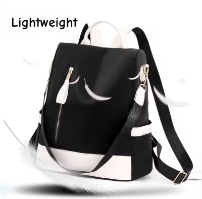 Picture of Women's Fashion Anti-Theft Backpack New Korean Style Soft Texture Large Capacity Polyester Bag for Travel School Trendy Zipper