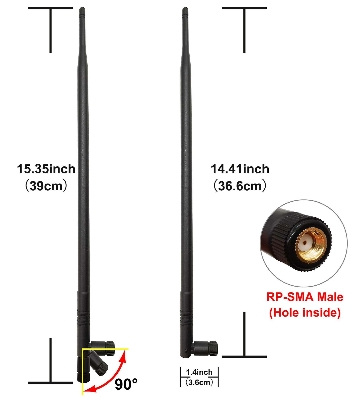 Picture of 12dBi RP-SMA Dual Band 2.4GHz 5GHz High Gain WiFi Router Wireless Antenna Omnidirectional