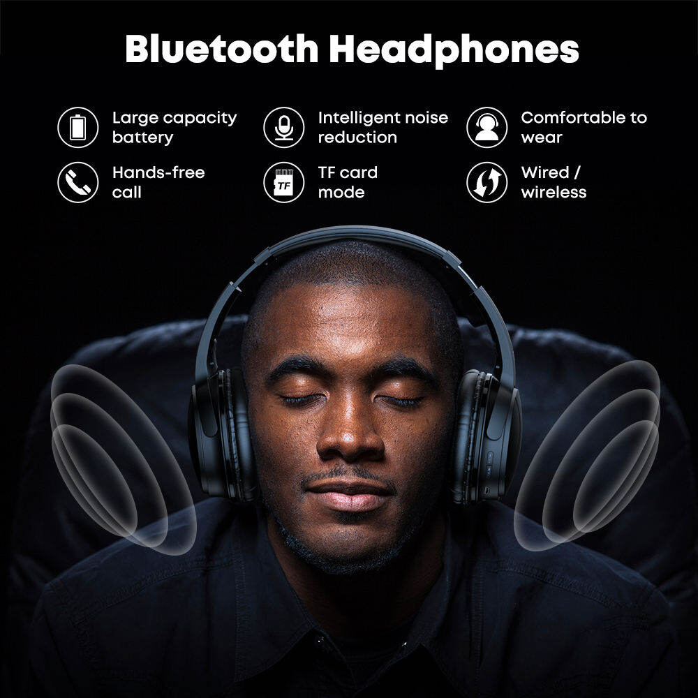 Picture of Langsdom HBN30 Stable Connection Wireless Wired Available Wireless Over Ear Headset Audio Bluetooth V5.1 Folding Adjustable Bluetooth Headphone