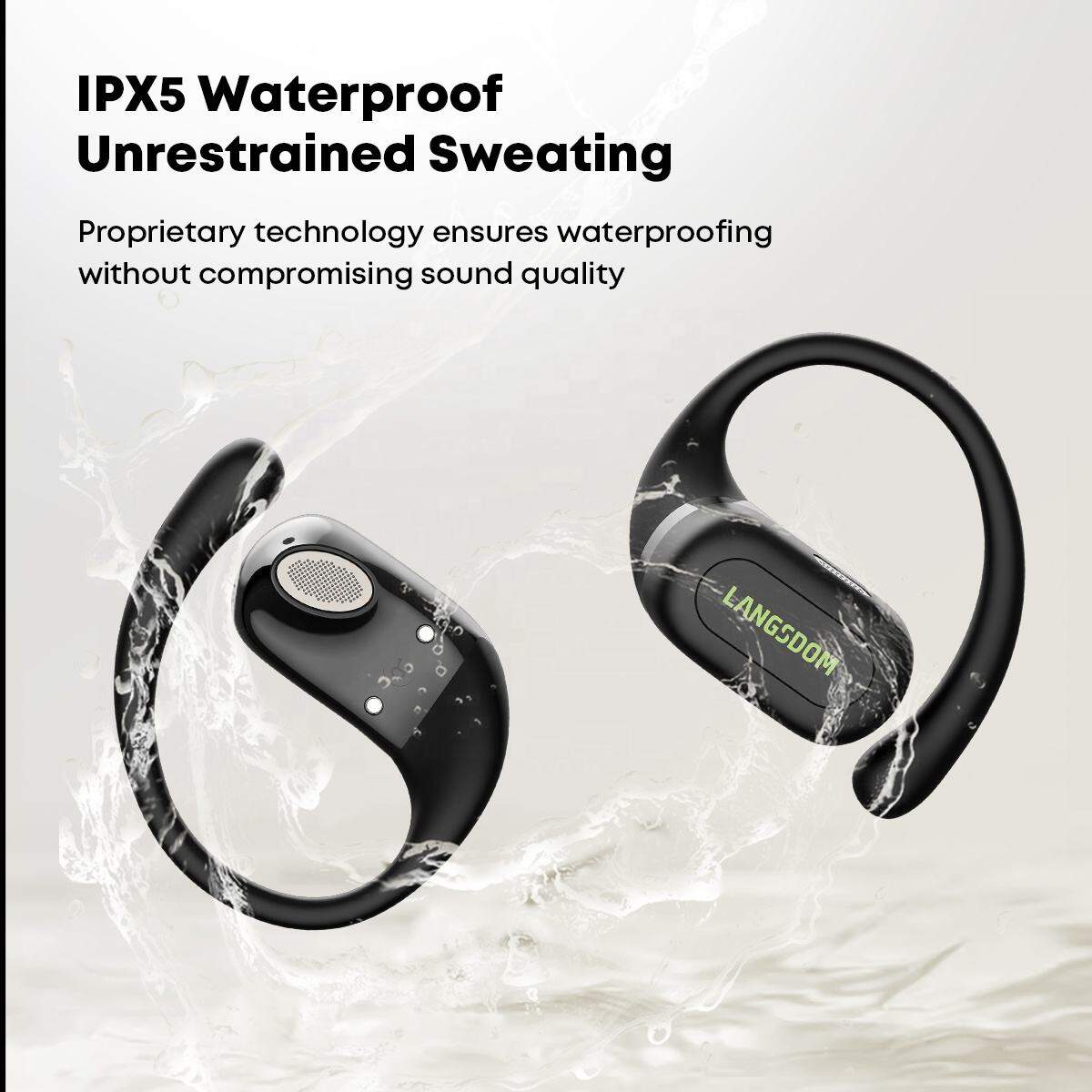 Picture of Earhook Earbuds Bluetooth 5.4 TWS Wireless Bone Conduction Earphones Open Ear Noise Canceling Headset Sports Gaming Earbuds- Langsdom TS19