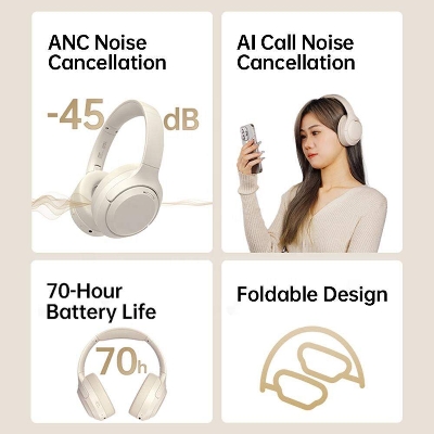 Picture of Langsdom HBN07 4-Mic ANC Noise Cancelling Stereo Over-Ear Headphones Wireless Audifonos Bluetooth Headset With 70h Music Time