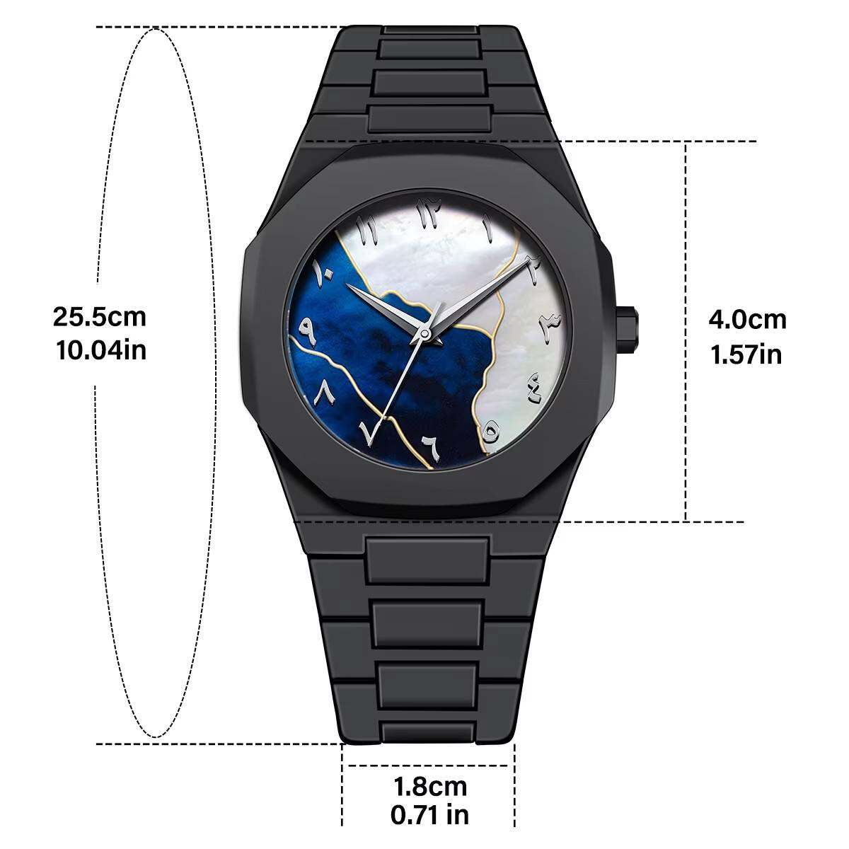 Picture of Men's Arabic Numeral Quartz Watch PC Plastic Material- Aura Arabic Watch - Black