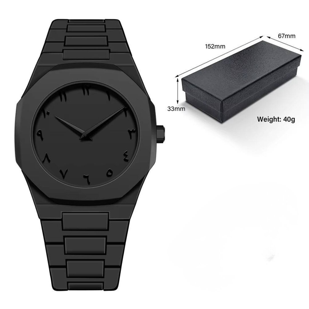 Picture of Men's Arabic Numeral Quartz Watch PC Plastic Material- Aura Arabic Watch - Black