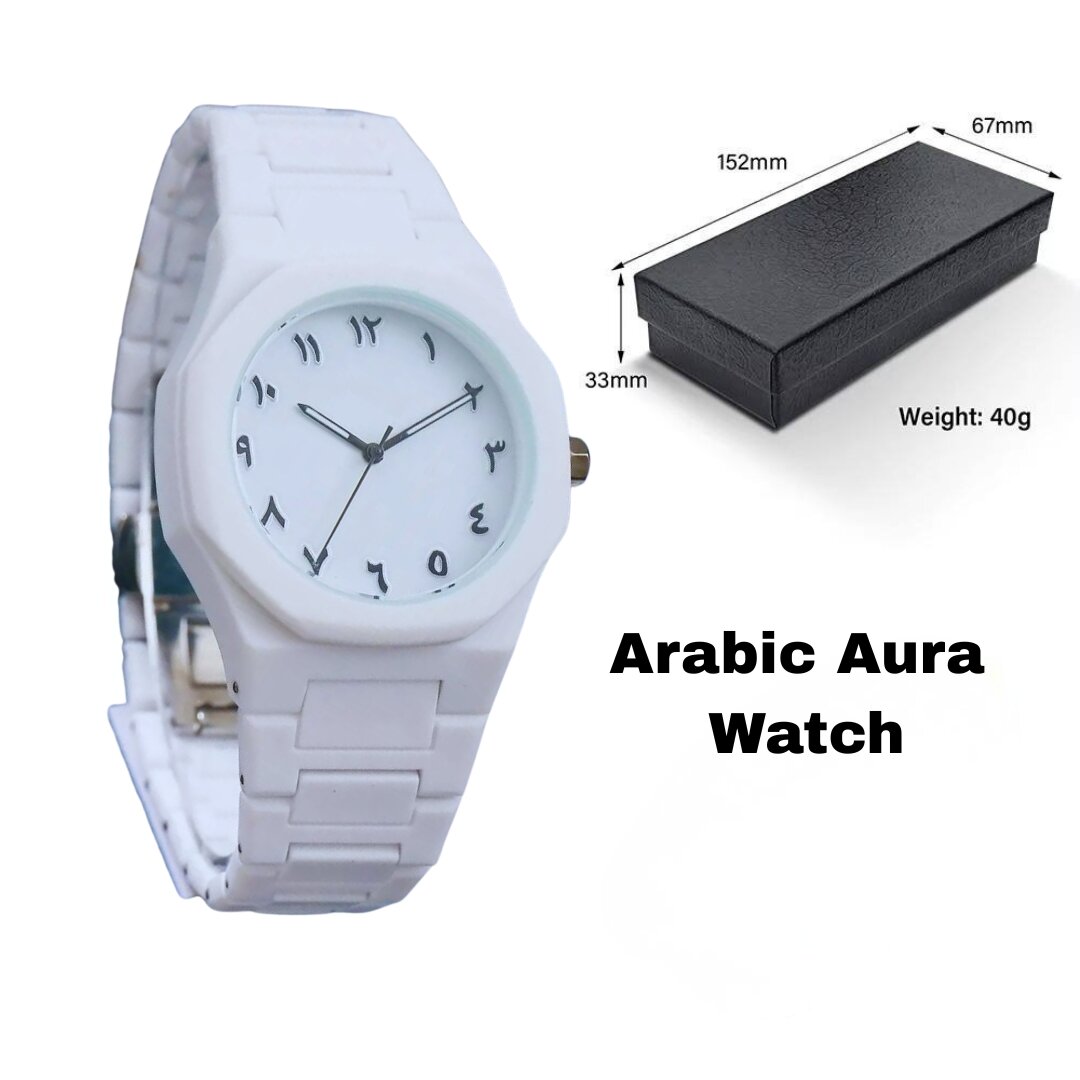 Picture of Men's Arabic Numeral Quartz Watch PC Plastic Material- Aura Arabic Watch - White