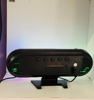 Picture of LED Digital Table Desk Mirror Alarm Clock with Date Week Temperature Display Colorful Ambient Nightlight