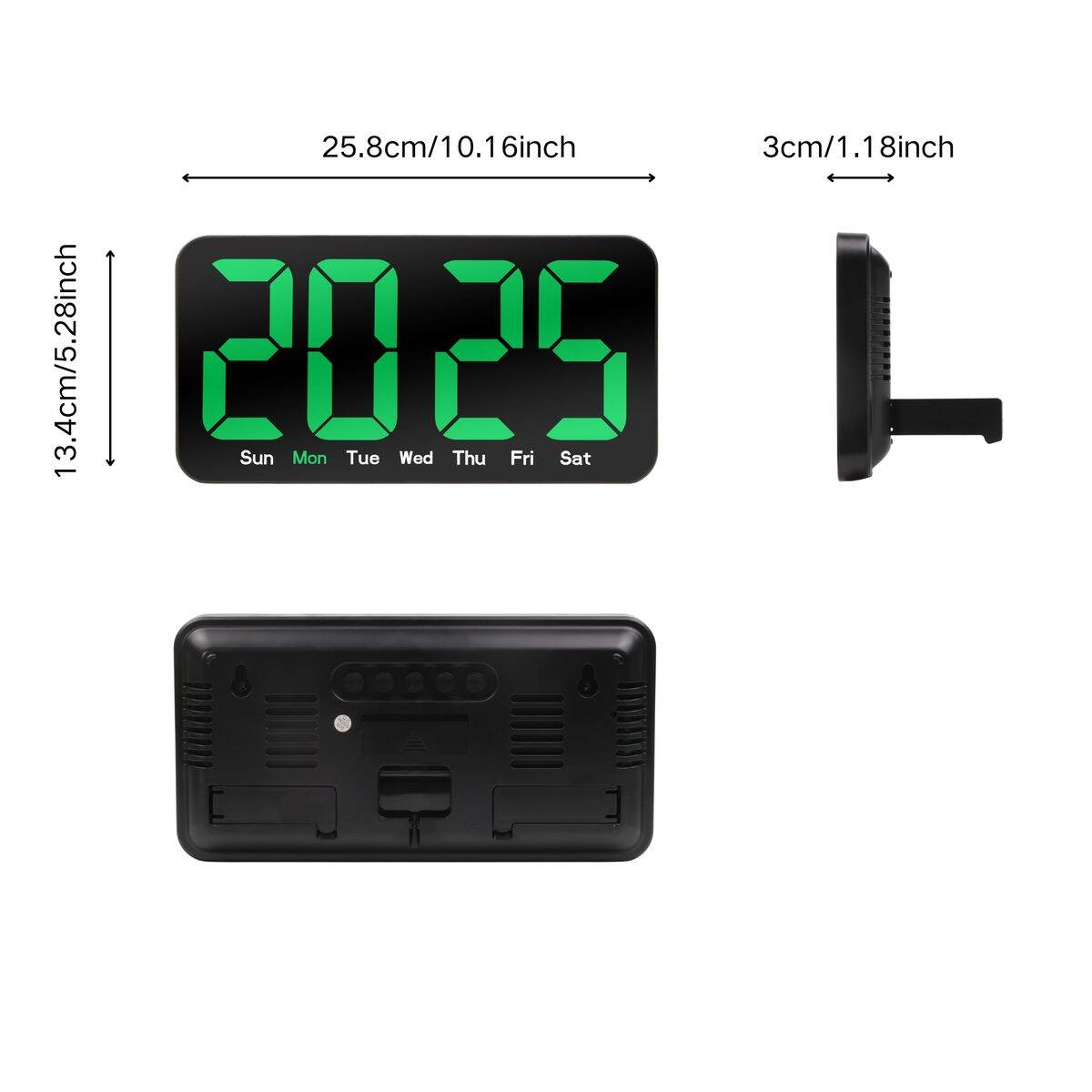 Picture of Digital LED Alarm Clock with Snooze Function For Table Stand Or Wall Hanging, Brightness Level Adjustable, Sound Control Backlight
