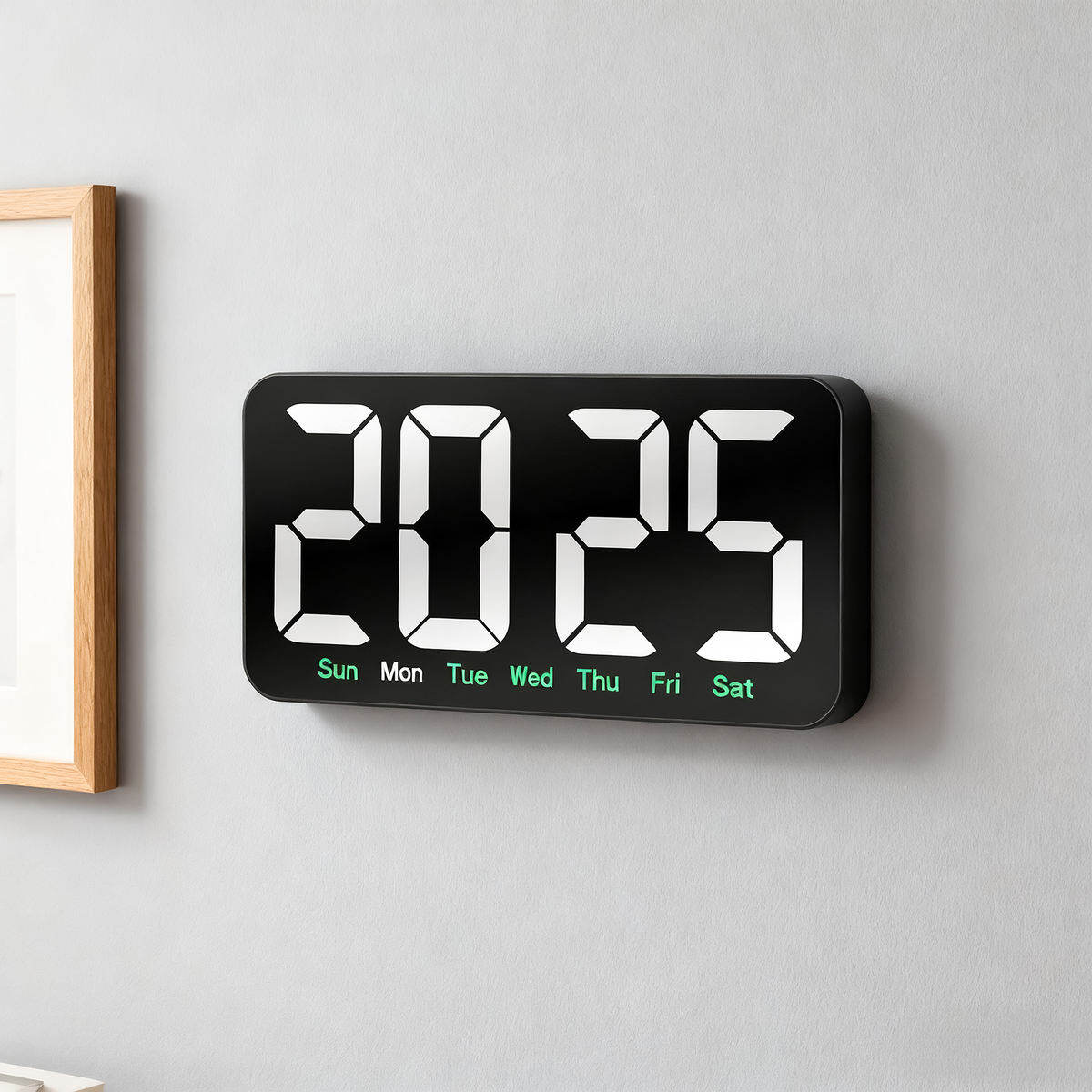 Picture of Digital LED Alarm Clock with Snooze Function For Table Stand Or Wall Hanging, Brightness Level Adjustable, Sound Control Backlight