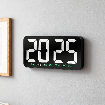 Picture of Digital LED Alarm Clock with Snooze Function For Table Stand Or Wall Hanging, Brightness Level Adjustable, Sound Control Backlight