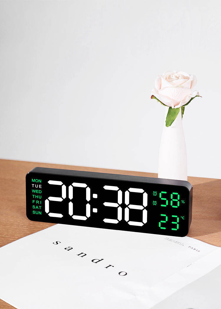 Picture of 9 Inh Mirror LED Display Brightness Adjustable Timer Alarm LED Clock Digital Wall Clock Home Decor Office