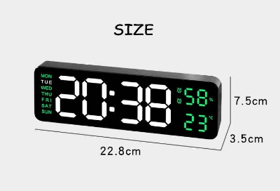 Picture of 9 Inh Mirror LED Display Brightness Adjustable Timer Alarm LED Clock Digital Wall Clock Home Decor Office