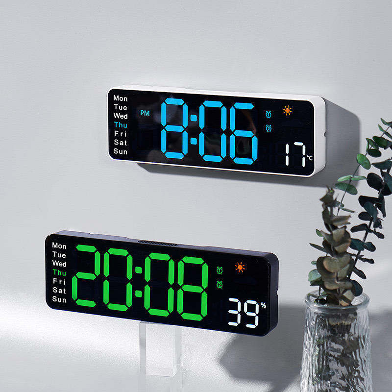 Picture of 9 Inh Mirror LED Display Brightness Adjustable Timer Alarm LED Clock Digital Wall Clock Home Decor Office
