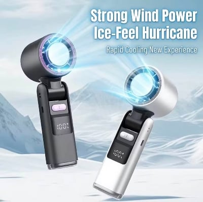 Picture of Cooling Fan K801 Handheld Fan 199 Speed Levels -4000mah Battery - Digital Display Portable Rechargeable Turbo Fan