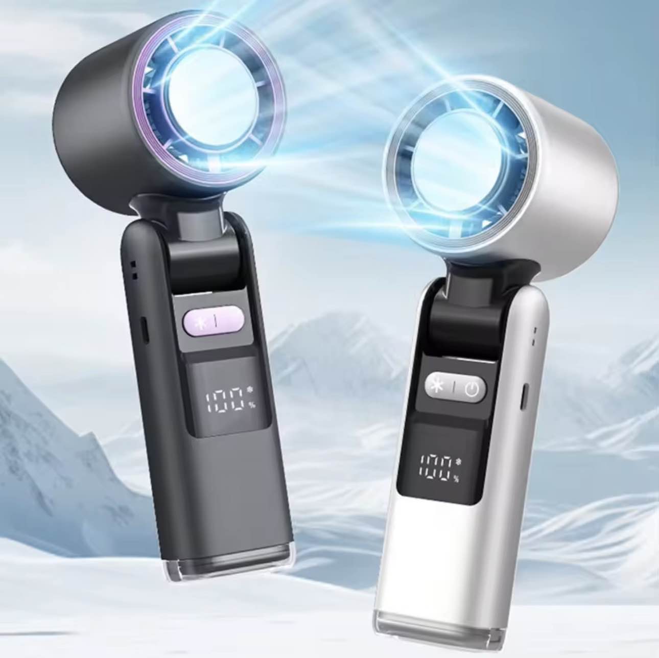 Picture of Cooling Fan K801 Handheld Fan 199 Speed Levels -4000mah Battery - Digital Display Portable Rechargeable Turbo Fan
