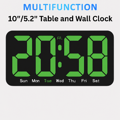 Picture of Digital LED Alarm Clock with Snooze Function For Table Stand Or Wall Hanging, Brightness Level Adjustable, Sound Control Backlight
