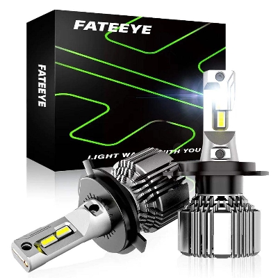 Picture of FATEEYE F7 LED. 1 Year Warranty. (H4 Socket)(1piece)(55W/ 11000LM)(White Light)(High/Low Beam). For Car & Motorcycle. Authorized Seller In Bangladesh-Silver