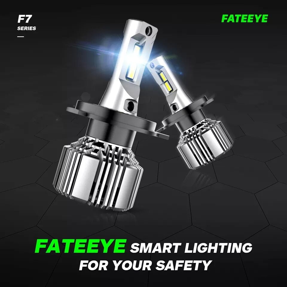 Picture of FATEEYE F7 LED. 1 Year Warranty. (H4 Socket)(1piece)(55W/ 11000LM)(White Light)(High/Low Beam). For Car & Motorcycle. Authorized Seller In Bangladesh-Silver