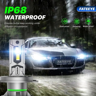 Picture of FATEEYE F9S LED. 1 Year Warranty. (H4 Socket)(2pieces)(200W/ 40000LM)(White Light)(High/Low Beam). For Car only. Authorized Seller In Bangladesh-Silver