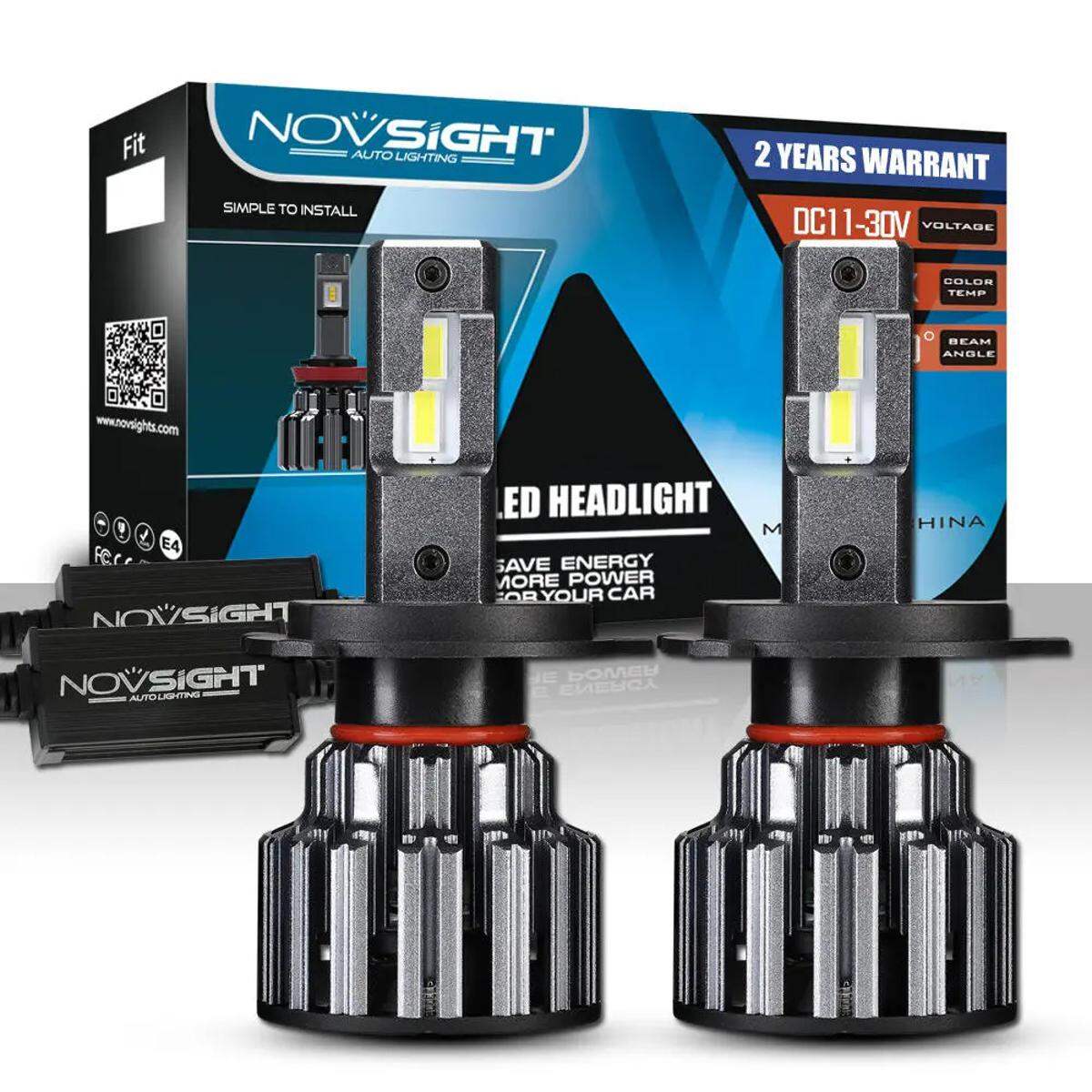 Picture of NovSight F03X LED. 1 Year Warranty. (H4 Socket)(1piece)(30W/ 7400LM)(White Light)(High/Low Beam). For Motorcycle. Authorized Seller In Bangladesh