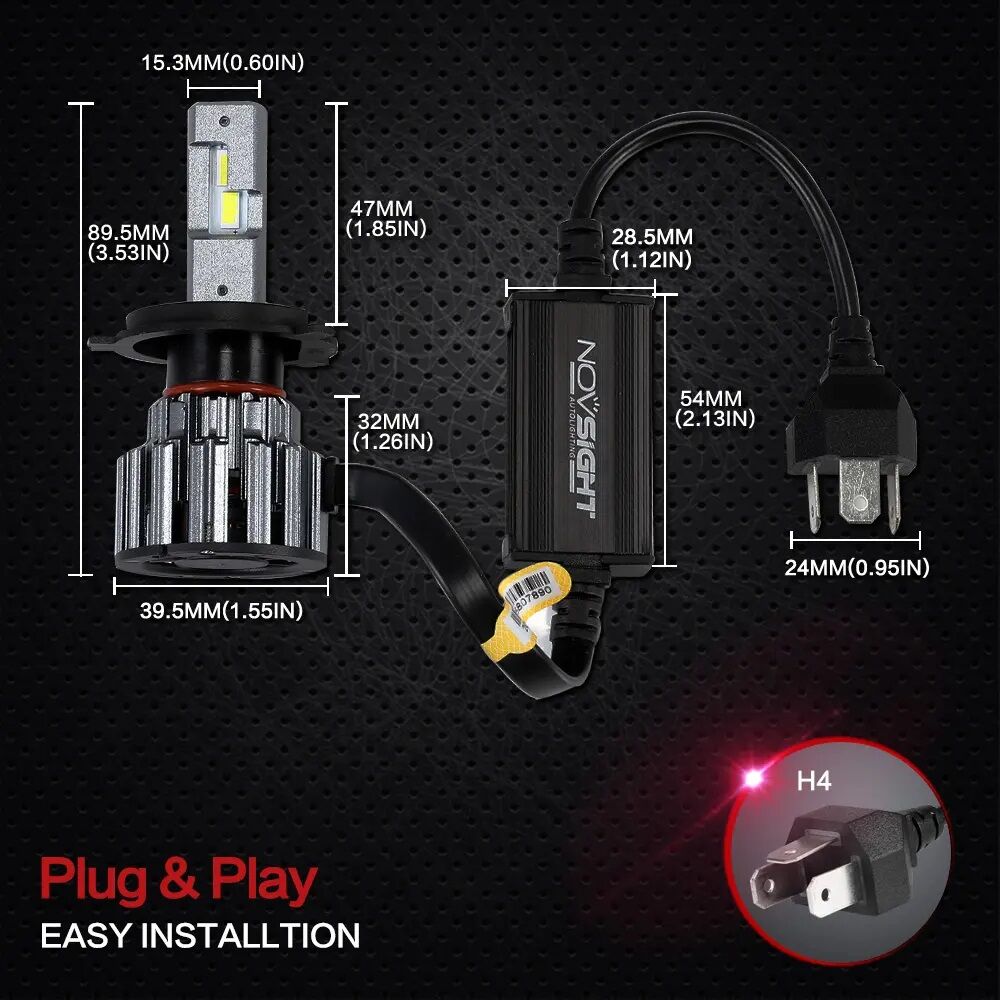 Picture of NovSight F03X LED. 1 Year Warranty. (H4 Socket)(1piece)(30W/ 7400LM)(White Light)(High/Low Beam). For Motorcycle. Authorized Seller In Bangladesh