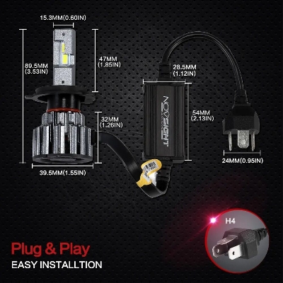 Picture of NovSight F03X LED. 1 Year Warranty. (H4 Socket)(1piece)(30W/ 7400LM)(White Light)(High/Low Beam). For Motorcycle. Authorized Seller In Bangladesh