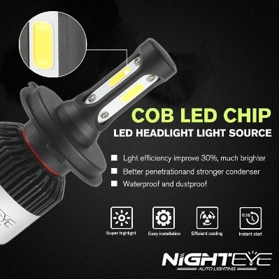Picture of NightEye S2 LED. 1 Year Warranty. (H4 Socket)(1piece)(36W/ 4500LM)(White Light)(High/Low Beam). For Motorcycle. Authorized Seller In Bangladesh