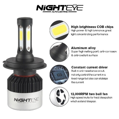 Picture of NightEye S2 LED. 1 Year Warranty. (H4 Socket)(1piece)(36W/ 4500LM)(White Light)(High/Low Beam). For Motorcycle. Authorized Seller In Bangladesh
