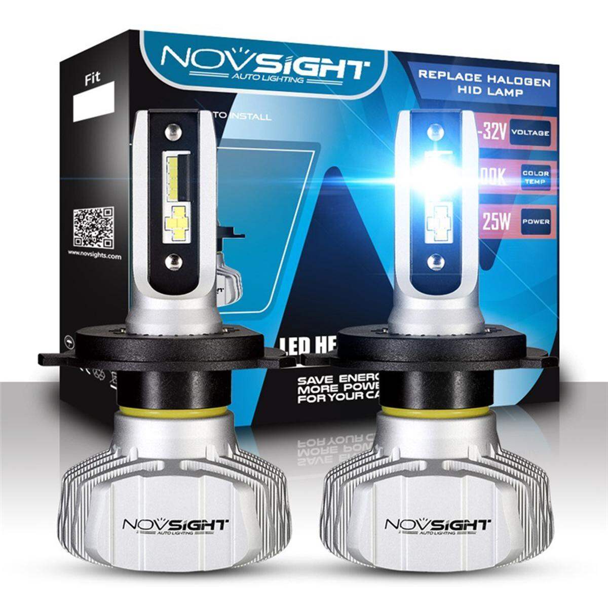 Picture of NovSight N15 LED. 1 Year Warranty. (H4 Socket)(1 pieces)(25W/ 5000LM)(White 6500K)(High/Low Beam). For Car and Motorcycle. Authorized Seller In Bangladesh