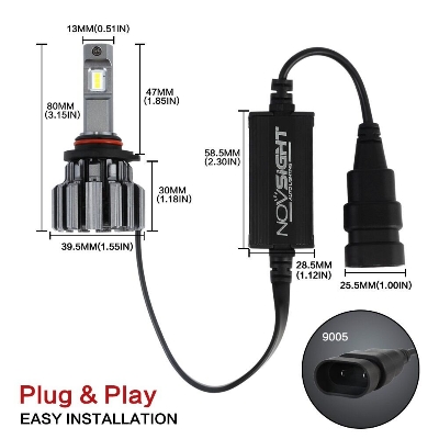 Picture of NovSight F03 LED. 1 Year Warranty. (H11 Socket)(2 pieces)(70W/ 15000LM per pair)(White 6000K). For Car Only.  Authorized Seller In Bangladesh