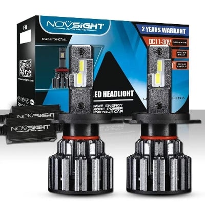 Picture of NovSight F03X LED. 1 Year Warranty. (H4 Socket)(2pieces)(60W/ 14800LM Pair)(White 6000K)(High/Low Beam). For Car and Motorcycle. Authorized Seller In Bangladesh