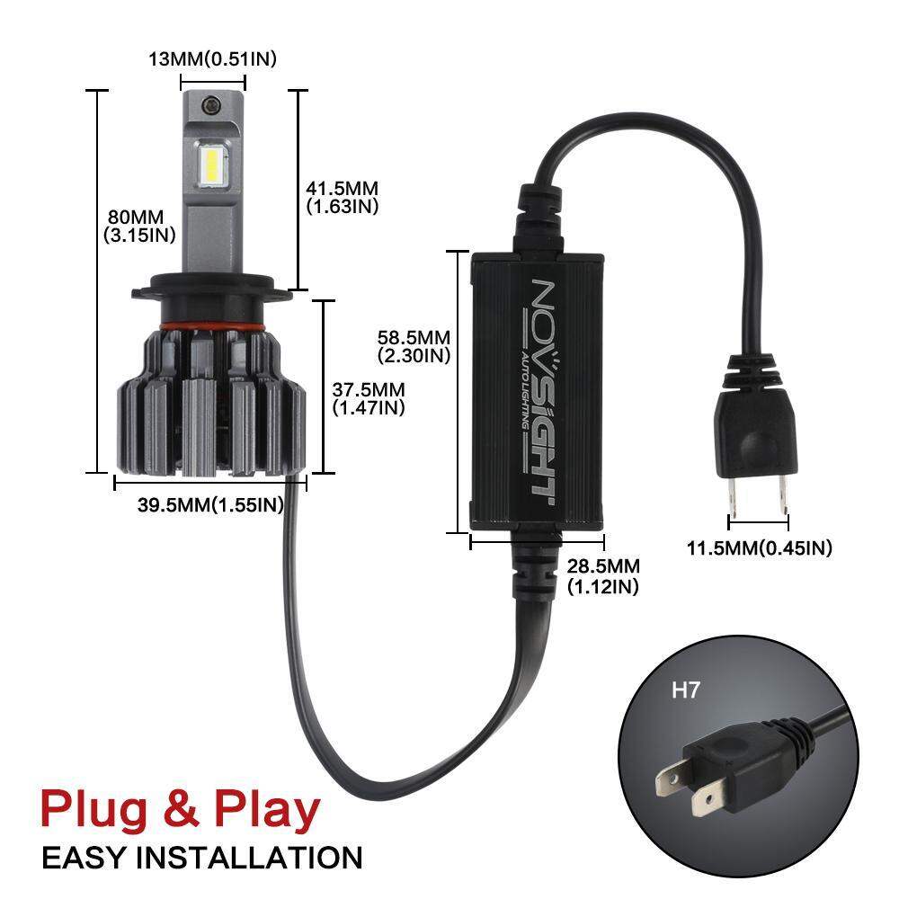 Picture of NovSight F03 LED. 1 Year Warranty. (H7 Socket)(2pieces)(70W/ 15000LM per pair)(White 6000K). For Car only. Authorized Seller In Bangladesh