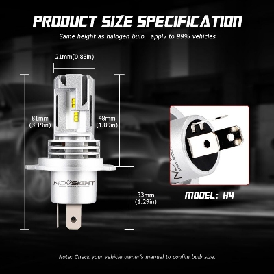 Picture of Novsight N30S LED. 1 Year Warranty. (H4 socket)(2pieces)(55W/12000LM per pair)(White 6000K)(High/Low Beam). For Car Only. Authorized Seller In Bangladesh