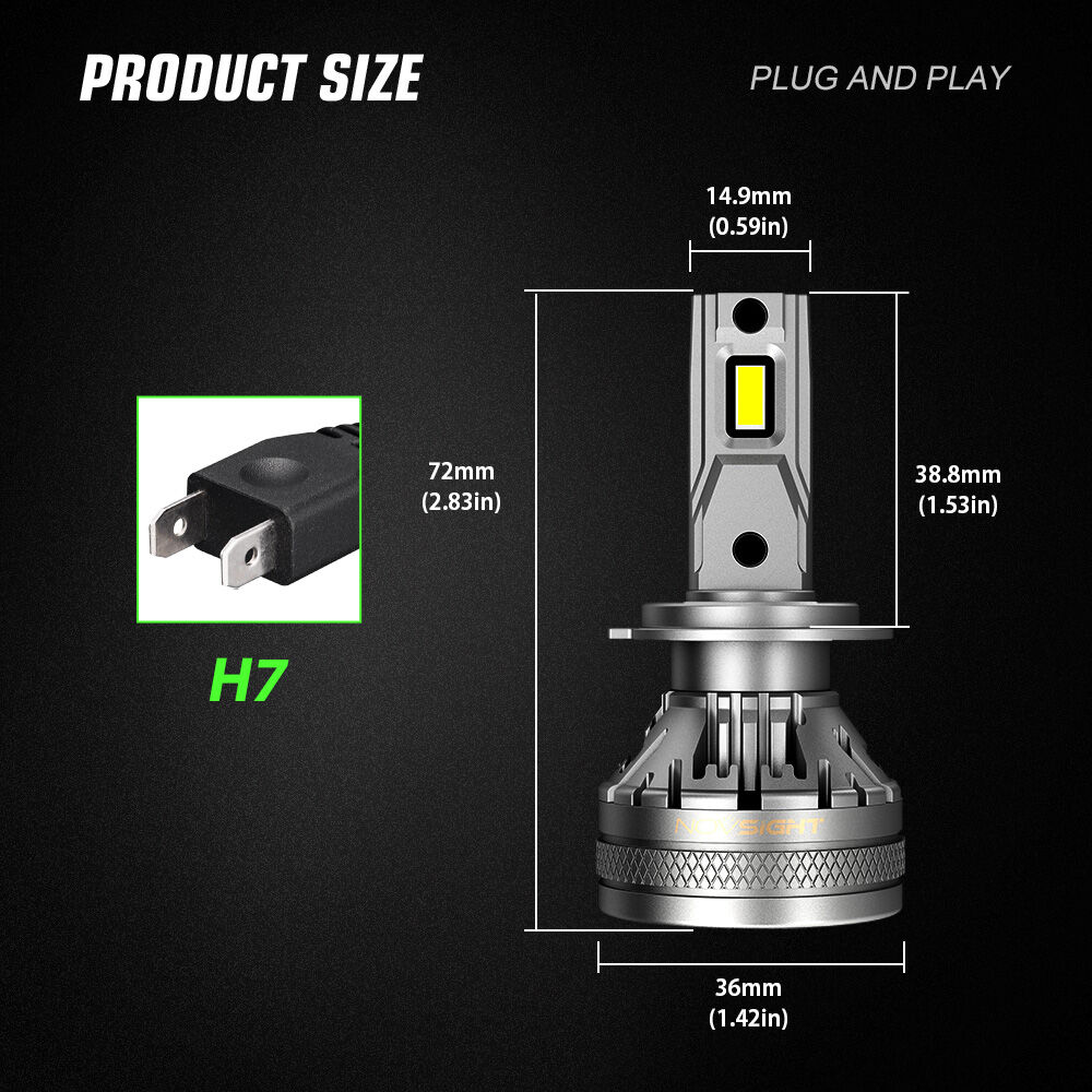 Picture of NovSight N37 LED. 1 Year Warranty. (H7 Socket)(2pieces)(120W/ 22000LM per pair)(White 6500K). For Car only. Authorized Seller In Bangladesh