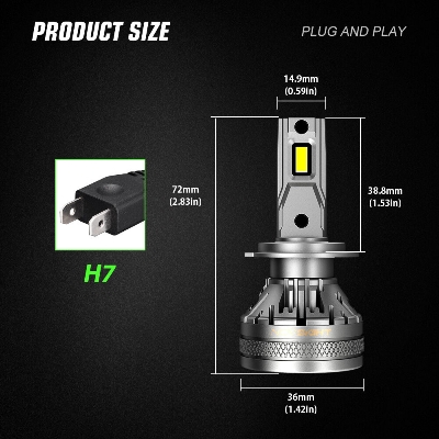Picture of NovSight N37 LED. 1 Year Warranty. (H7 Socket)(2pieces)(120W/ 22000LM per pair)(White 6500K). For Car only. Authorized Seller In Bangladesh