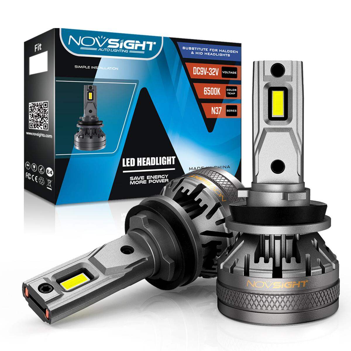 Picture of NovSight N37 LED. 1 Year Warranty. (H11 Socket)(2pieces)(120W/ 22000LM per pair)(White 6500K). For Car only. Authorized Seller In Bangladesh