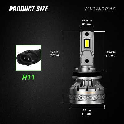 Picture of NovSight N37 LED. 1 Year Warranty. (H11 Socket)(2pieces)(120W/ 22000LM per pair)(White 6500K). For Car only. Authorized Seller In Bangladesh