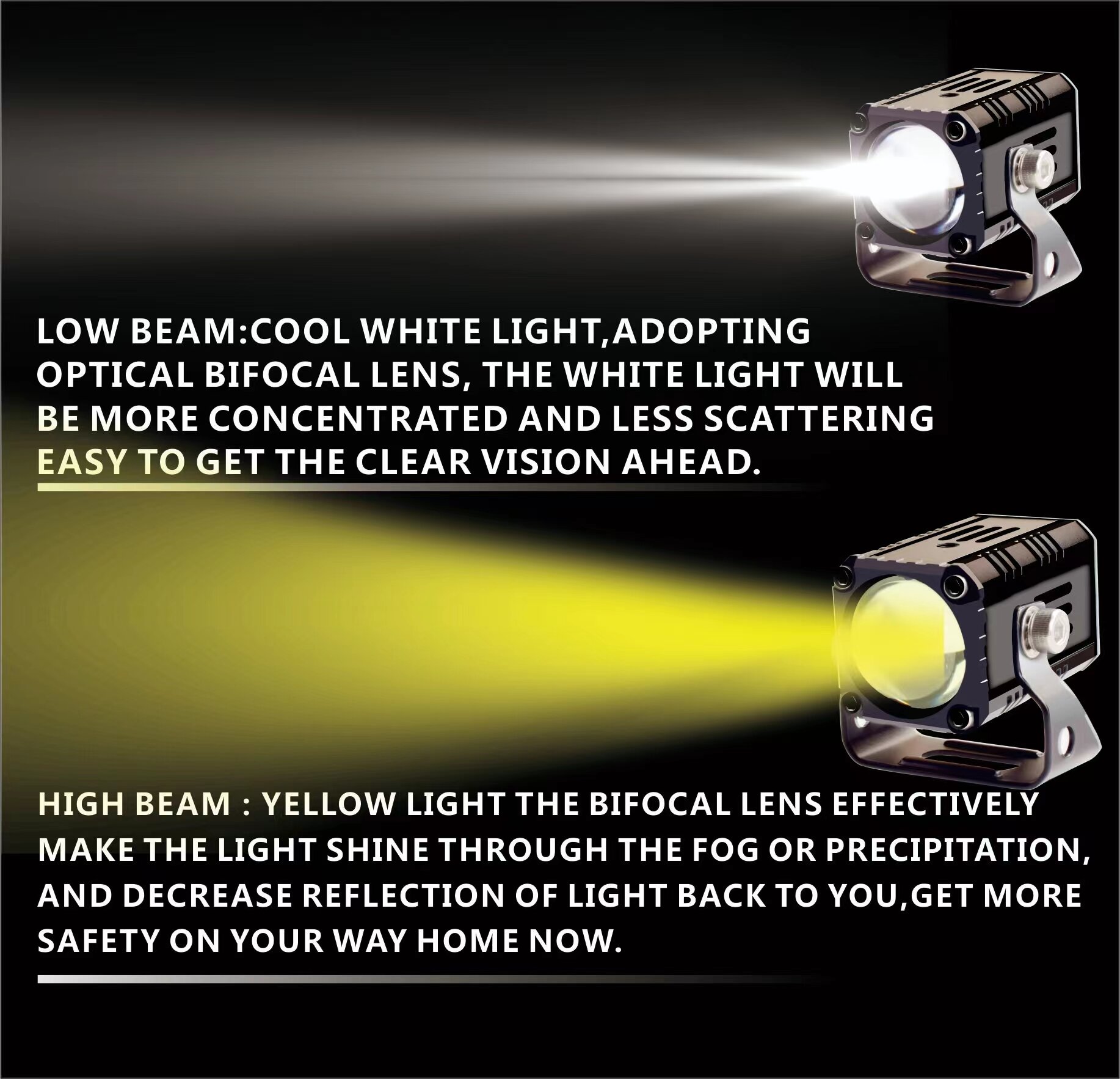Picture of FNM F1 PLUS LED Fog Light (2 pieces). 1 Year Warranty. Brightest Light in Market. (Two Color : White and Yellow)(40W/4500LM per pair)(High/Low Beam). Authorized Seller In Bangladesh