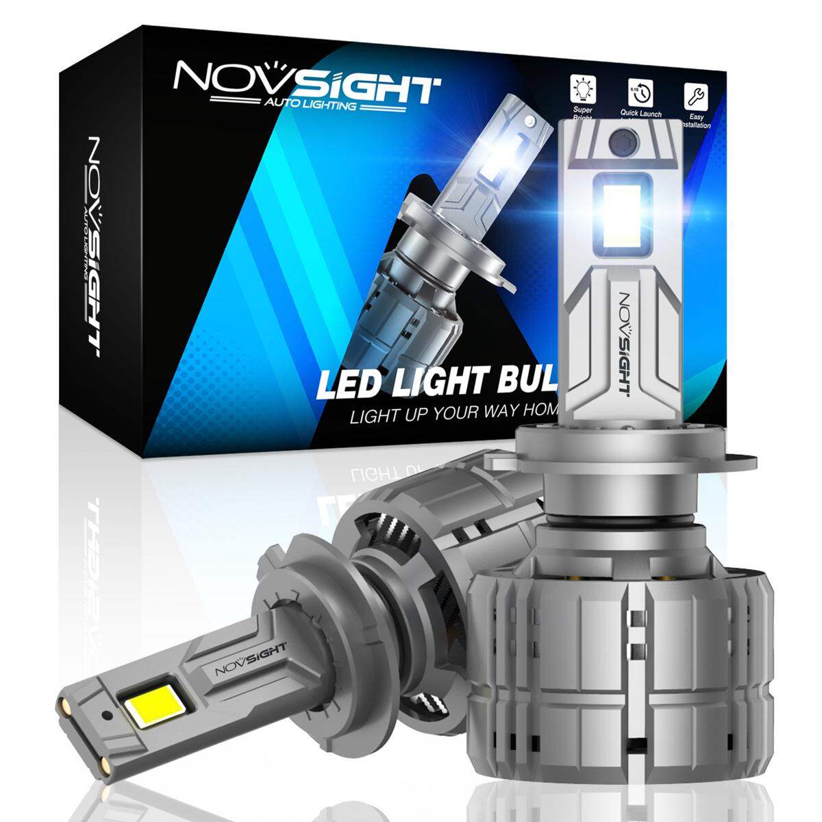 Picture of Novsight N60 ULTRA LED. 1 Year Warranty. (H7 Socket)(2pcs)(200W/ 40000LM per pair)(White 6500K) For Car Only. Authorized Seller in Bangladesh