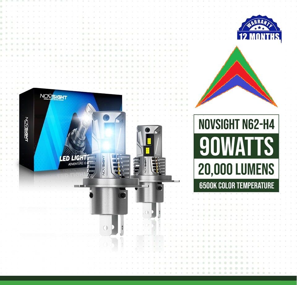 Picture of Novsight N62 LED 1 Year Warranty. (H4 Socket)(1 Piece)(45W/10000LM)(White Light)(High/Low Beam) For Car and Motorcycle Authorized Seller In Bangladesh