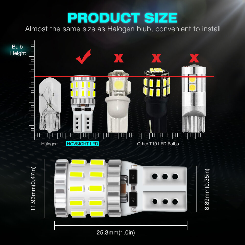 Picture of FNM T10 PARKING LED LIGHT. 1 Year Warranty. (T10 Socket)(2 pieces)(3W Each Light)(300 Lumen/ Watt)(White Light). For Car & Motorcycle. Authorized Seller In Bangladesh