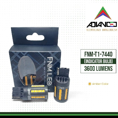 Picture of FNM INDICATOR LED bulb for CAR. 1 Year Warranty. (7440 Socket)(2 pieces)(28W Each Light)(1800 Lumens)(Ambar Light). For Car Only. Authorized Seller In Bangladesh