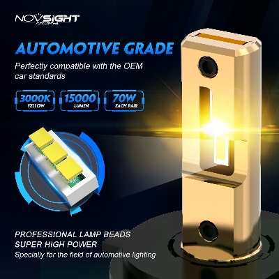 Picture of NovSight F03Y LED. 1 Year Warranty. (H4 Socket)(1piece)(35W/ 7500LM)(Yellow Light)(High/Low Beam). For Motorcycle. Authorized Seller In Bangladesh.
