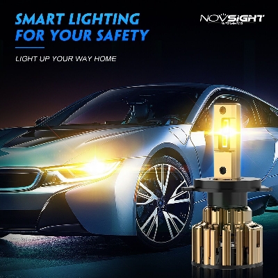 Picture of NovSight F03Y LED. 1 Year Warranty. (H4 Socket)(1piece)(35W/ 7500LM)(Yellow Light)(High/Low Beam). For Motorcycle. Authorized Seller In Bangladesh.