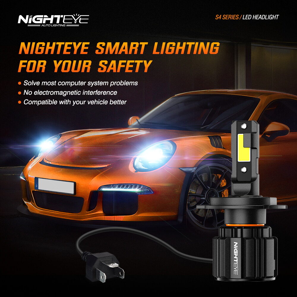 Picture of NightEye S4 LED. 1 Year Warranty. (H4 Socket)(1piece)(36W/ 6500LM)(White Light)(High/Low Beam). For Motorcycle. Authorized Seller In Bangladesh