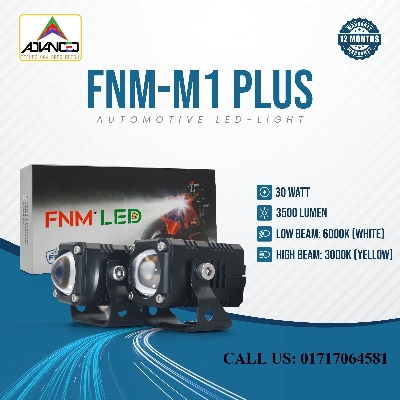 Picture of FNM M1 Plus LED Fog Light (2 pieces). 1 Year Warranty. Brightest Light in Market. (Two Color : White and Yellow)(30W/3500LM per pair)(High/Low Beam). Authorized Seller In Bangladesh