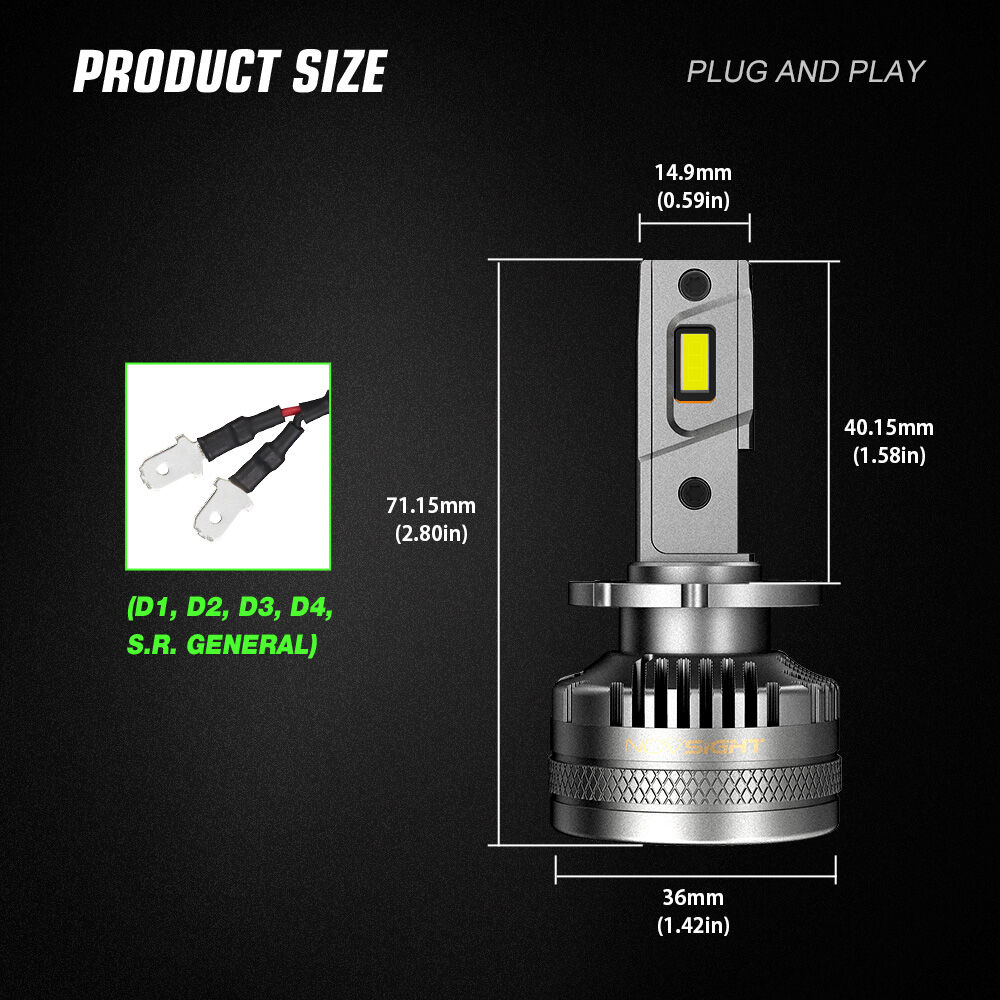 Picture of Novsight N37 PROJECTION LED. 1 Year Warranty. (D Socket)(2pieces)(120W/ 22000LM per pair)(White 6500K). For Car only. Authorized Seller In Bangladesh