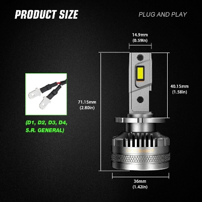 Picture of Novsight N37 PROJECTION LED. 1 Year Warranty. (D Socket)(2pieces)(120W/ 22000LM per pair)(White 6500K). For Car only. Authorized Seller In Bangladesh