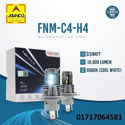 Picture of FNM C4 LED. 1 Year Warranty. (H4 Socket)(1piece)(35W/ 10000LM)(White Light)(High/Low Beam). For Motorcycle. Authorized Seller In Bangladesh