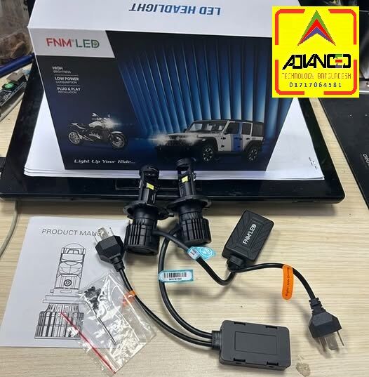 Picture of FNM C5 PROJECTION LED. 1 Year Warranty. (H4 Socket)(1piece)(35W/ 7500LM)(White Light)(High/Low Beam). For Motorcycle. Authorized Seller In Bangladesh