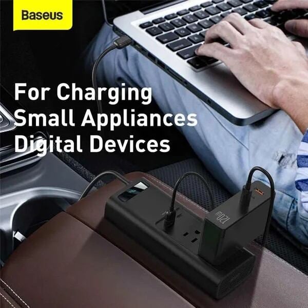Picture of Baseus Power Inverter 150W DC 12V to AC 110V Auto Power Invertor Dual AC Port & Dual USB Port Power Station