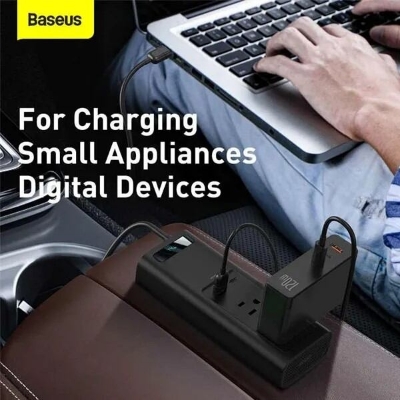 Picture of Baseus Power Inverter 150W DC 12V to AC 110V Auto Power Invertor Dual AC Port & Dual USB Port Power Station
